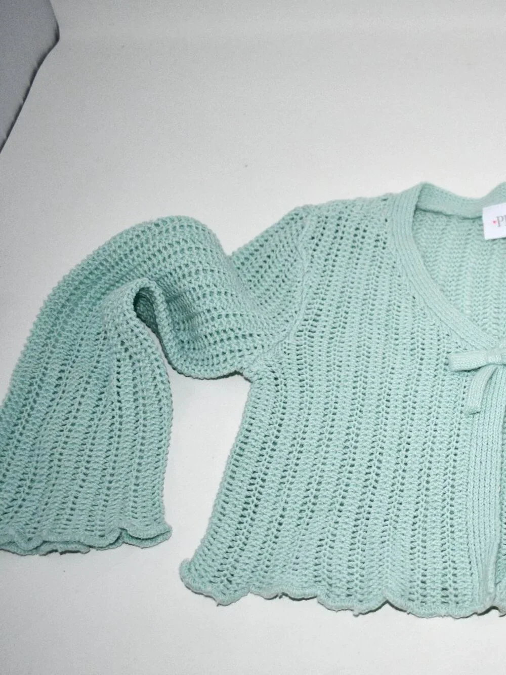 The Children's Place Girls' Mint Green Bell Sleeve, Tie Front Cardigan XS-4 NWT